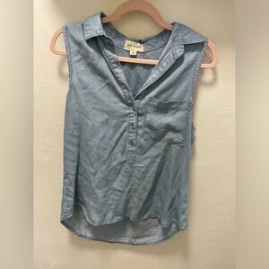 Anthro sleeveless chambray top